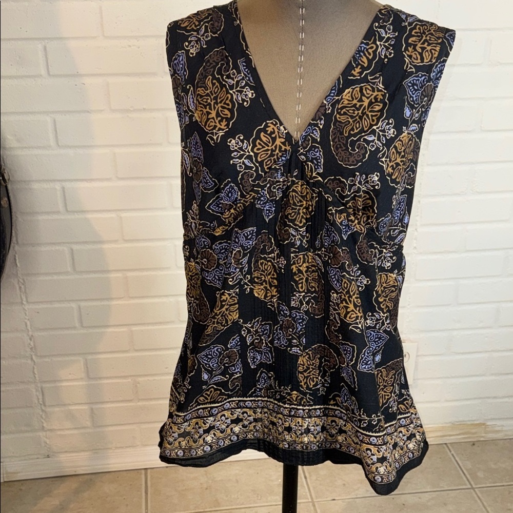 George Black and Gold Sleeveless Wrap Blouse